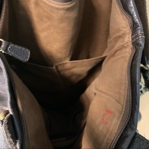 FOSSIL Large Tote Leather With Metallic Sheen Vintage Fabric  Strap Y2K - Picture 9 of 12